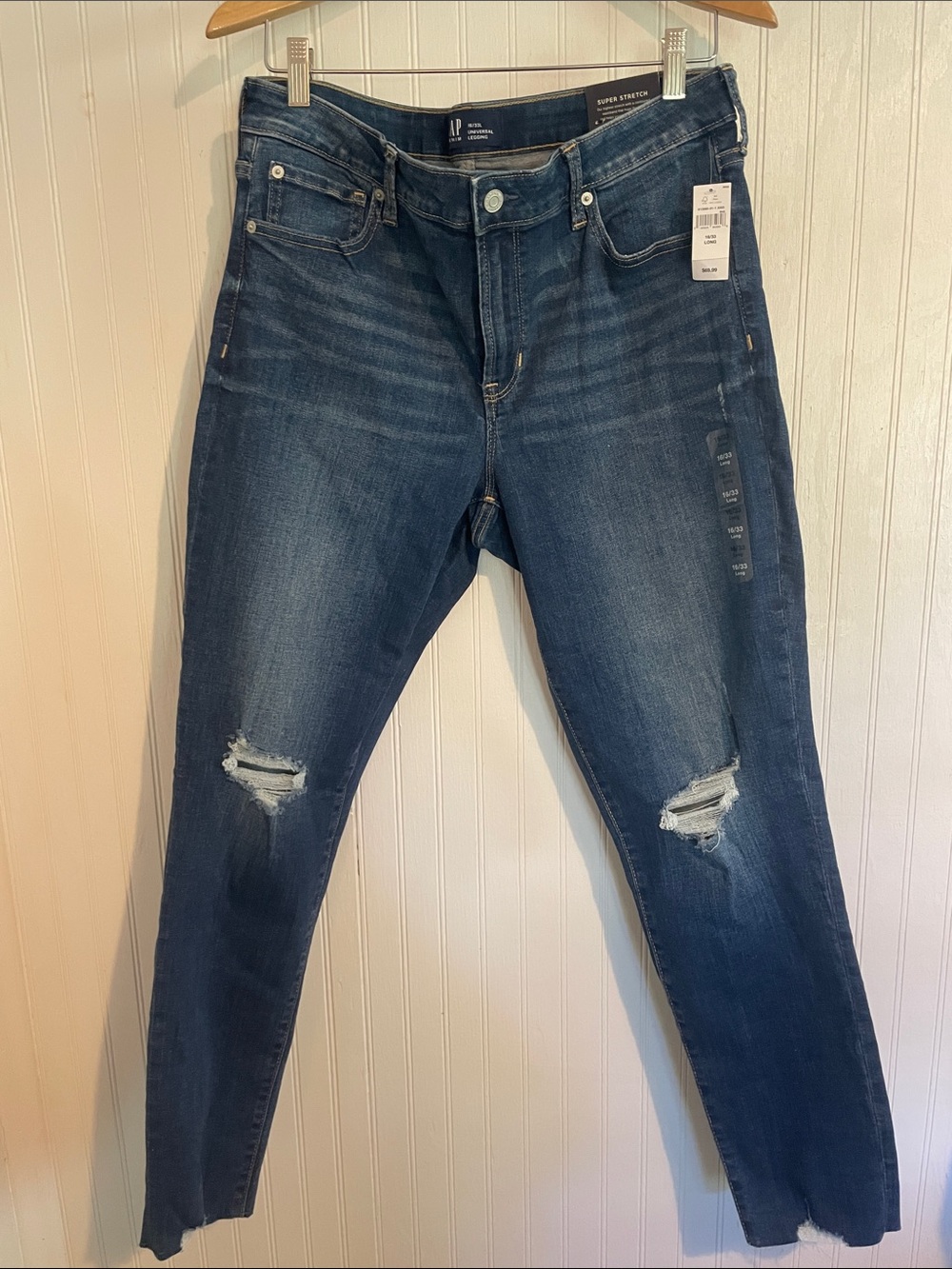 GAP Women's Dark Indigo Ripped Skinny Jeans women’s size 16/33 long new with tag